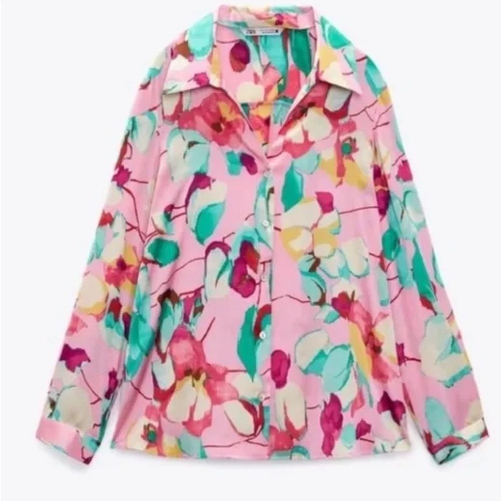 Zara Pink Floral Blouse
